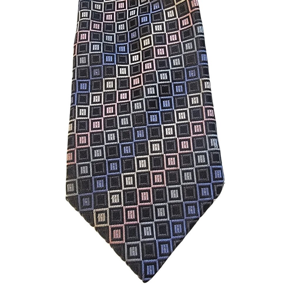 Roberto Villini Mens Silk Dress‎ Neck Tie Colorful Geometric Squares Multicolor